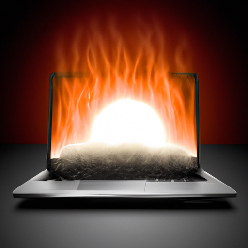 A laptop with visible heat waves rising from it