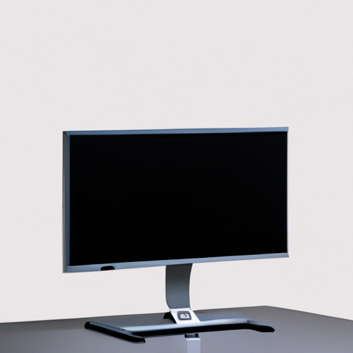 Monitor on a minimalistic desk showing adjustable stand positions