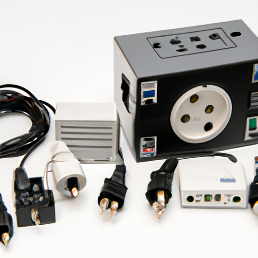 Power supply next to various types of power connectors highlighting compatibility